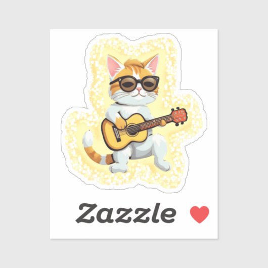 guitarist cat sticker (Vel)