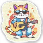 guitarist cat sticker (Voorkant)
