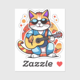 guitarist cat sticker