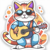 guitarist cat sticker (Voorkant)