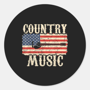 Guitarist Country Music Guitar American Flag Birth Ronde Sticker