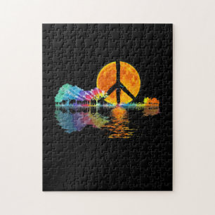 Guitarist Guitar Lake Shadow Peace Love Guitar Legpuzzel