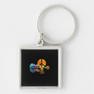 Guitarist Guitar Lake Shadow Peace Love Guitar Sleutelhanger