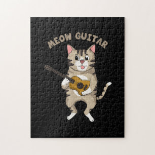 Guitarist Meow Guitar Cute Cat Playing Guitar Xmas Legpuzzel