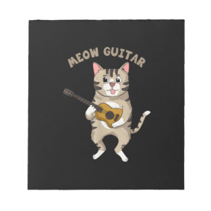 Guitarist Meow Guitar Cute Cat Playing Guitar Xmas Notitieblok