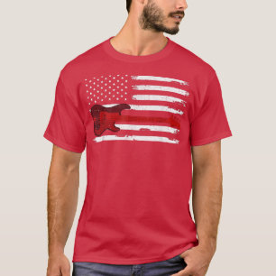 Guitarist Music Lover American Flag  Guitar T-shirt