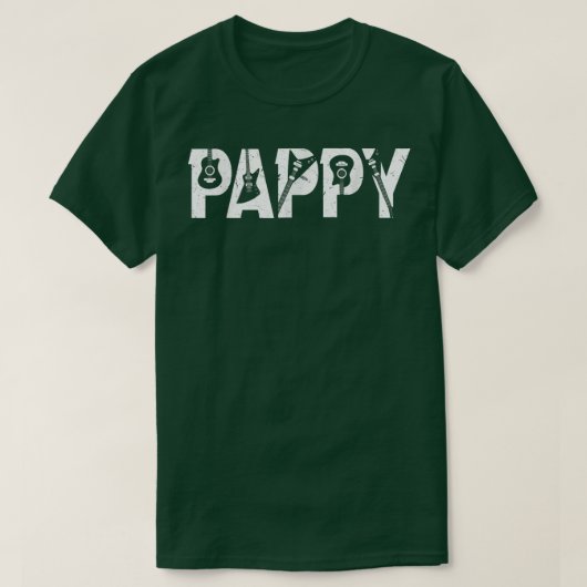 Guitarist Papa Funny Pappy Music Guitar Fathers D T-shirt (Design voorkant)