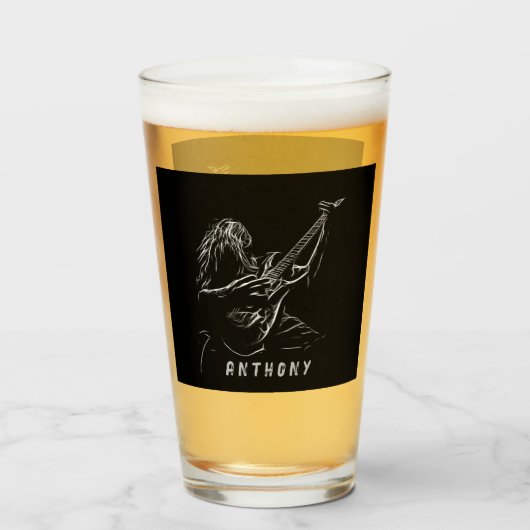 Guitarist Silhouette Glas (Voorkant gevuld)