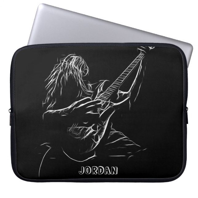 Guitarist Silhouette Laptop Sleeve (Voorkant)
