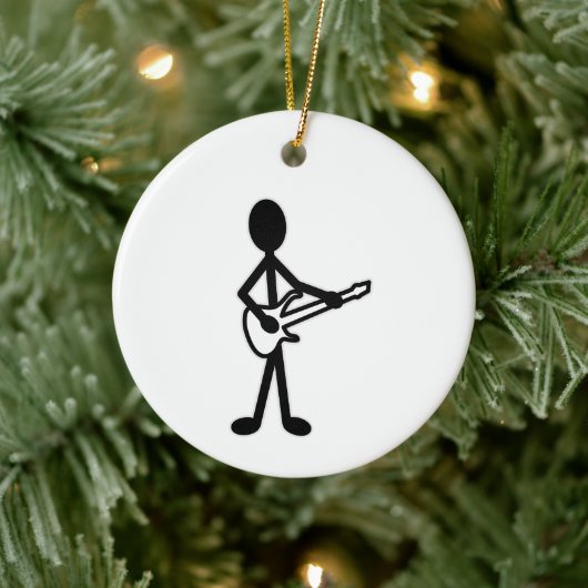 Guitarist Stick Figuur Keramisch Ornament (Boom)