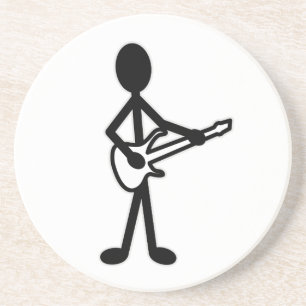 Guitarist Stick Figuur Zandsteen Onderzetter