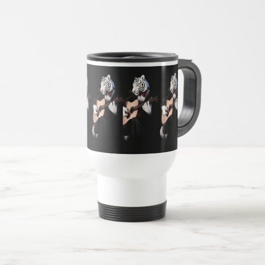 Guitarist Tiger – Refined Ceramic Mug Reisbeker (Voorkant rechts)