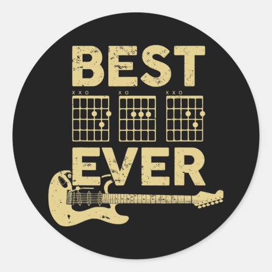 Guitarist Vader Beste pap Oost Koord Guitar Funny Ronde Sticker (Voorkant)