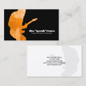Guitariste Grunge Orange Silhouette Carte de visit (Devant / Derrière)