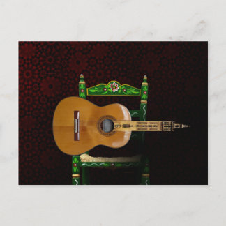 Guitarra española con Giralda de Sevilla y silla. Briefkaart