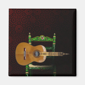 Guitarra española con Giralda de Sevilla y silla. Magneet