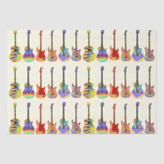 Guitars Colorful Pattern Tissuepapier (Voorkant)