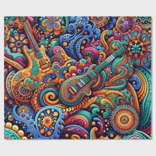 Guitars in mandala batik style cadeaupapier
