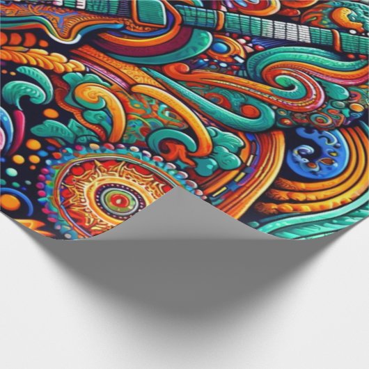 Guitars in mandala batik style cadeaupapier (Hoek)