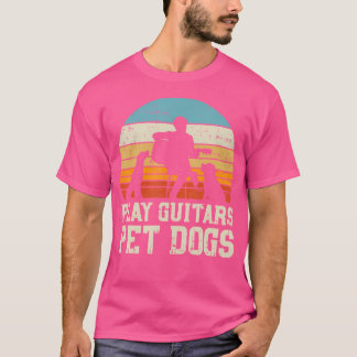 Guitars Pet Dog Retro Music Guitarist Animal spele T-shirt