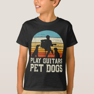 Guitars Pet Dog Retro Music Guitarist Animal spele T-shirt