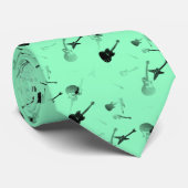 Guitars Rock Black green Stropdas 3 (Opgerold)