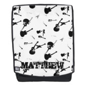 Guitars Rock Black White met Name Backpack (Voorkant)