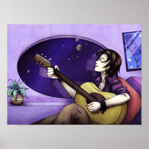 Guiter in de ruimte afspelen poster