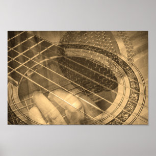 Guiter-speler zangeres collage poster