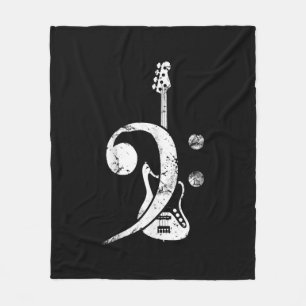 Guitse Lover Bass Clef Bass Guitar Fleece Deken