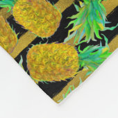 Gulden anananassen op strepen fleece deken (Hoek)