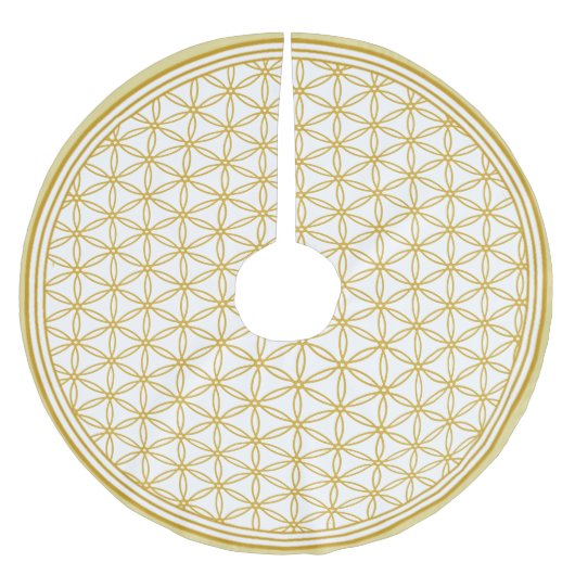 Gulden bloem met levenspatroon op wit kerstboom rok (Voorkant)