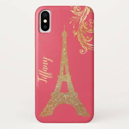 Gulden Eiffeltoren aangepast iPhone X-Hoesje Case-Mate iPhone Case (Achterkant)