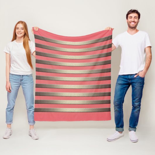 Gulden glittergradiënt gestripte strepen cora fleece deken (In situ)