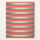 Gulden glittergradiënt gestripte strepen cora planner (Achterkant)