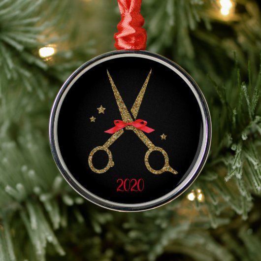 Gulden glitterschaar - Haardisser stylist Metalen Ornament (Boom)