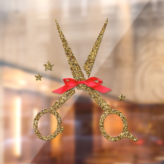 Gulden glitterschaar - Haardisser stylist Raamsticker (Vel 2)