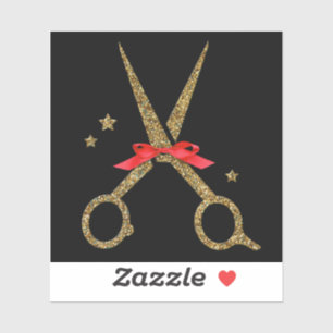 Gulden glitterschaar - Haardisser stylist Sticker