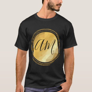 Gulden metalen lijst, aangepaste monogram letters t-shirt