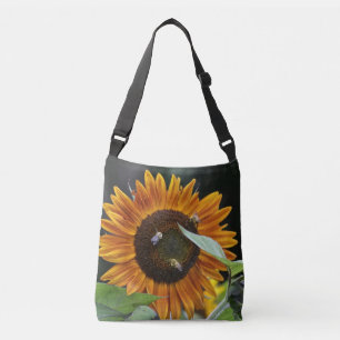 Gulden zonnebloem met bijen crossbody tas
