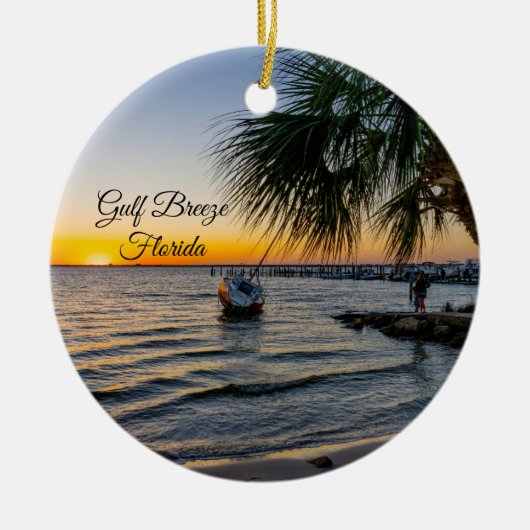 Gulf Breeze Florida Sunset Circle Ornement (Devant)