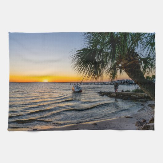 Gulf Breeze Florida Sunset Serviette de cuisine (Horizontal)