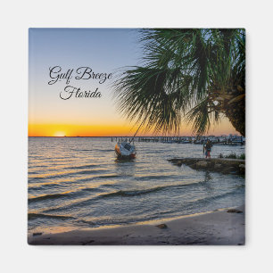 Gulf Breeze Floride Sunset Carré Magnet