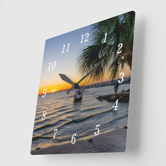Gulf Breeze Floride Sunset Wall Horloge (Angle)