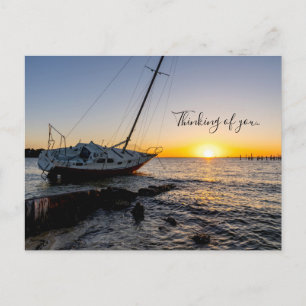 Gulf Breeze Sailboat Jetty Sunset Denken aan jou Briefkaart