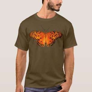 Gulf fritillaire vlinder tegen oranje achtergrond t-shirt