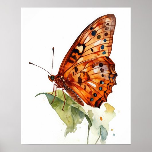 Gulf Fritillary Butterfly Art Print Poster (Voorkant)