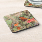 Gulf Fritillary on Zinnia Drankjes Onderzetter (Linkerzijde)