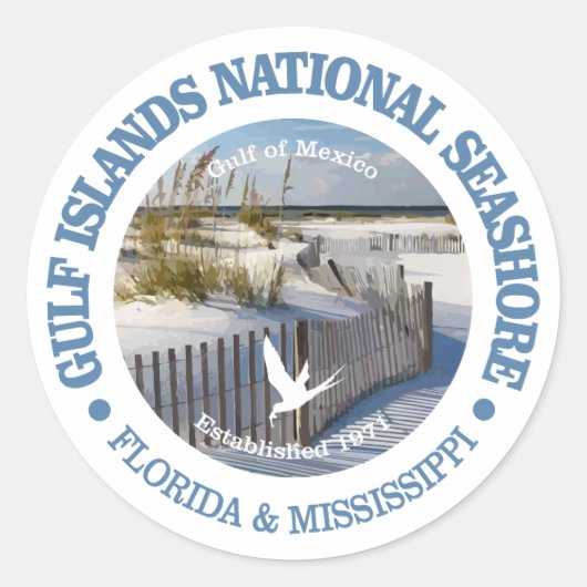 Gulf Islands National Seashore Ronde Sticker (Voorkant)