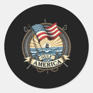 Gulf Retro of America EST 2025 Amerikaanse Mannen  Ronde Sticker